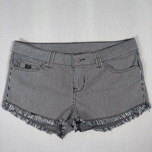 Harley-Davidson denim shorts women's size 14 grey with black stripes pattern - Picture 1 of 10